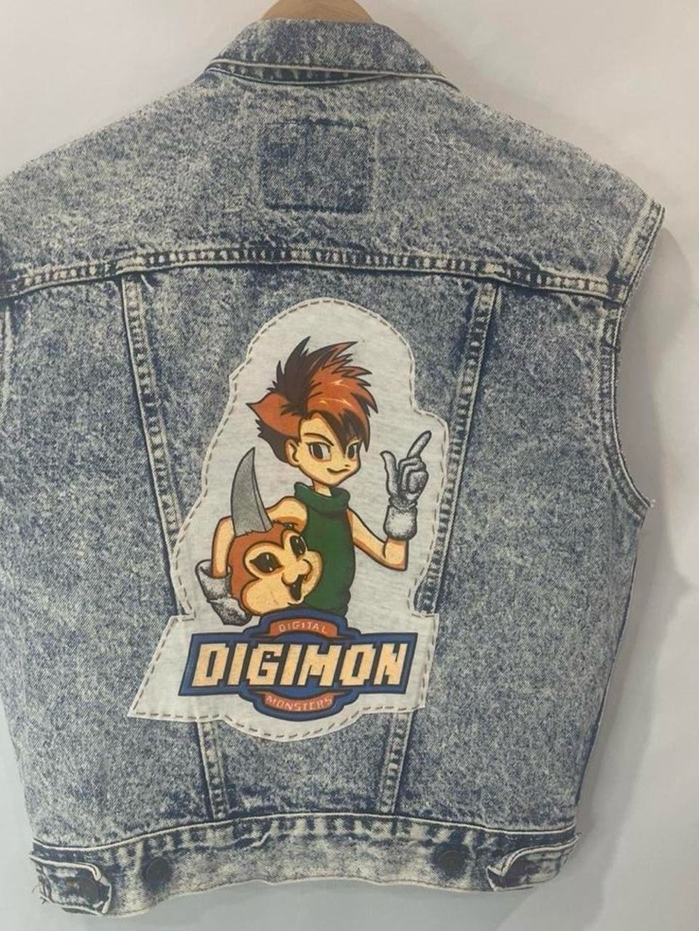Digimon Levis Acid Wash Denim Vest